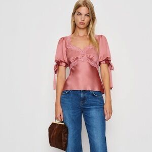 NWT Reformation Dolly Silk Top